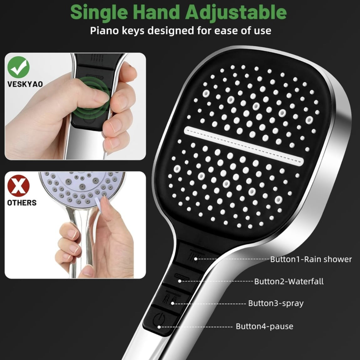 TurboStream® Universal High Pressure Shower Head With 7 Modes